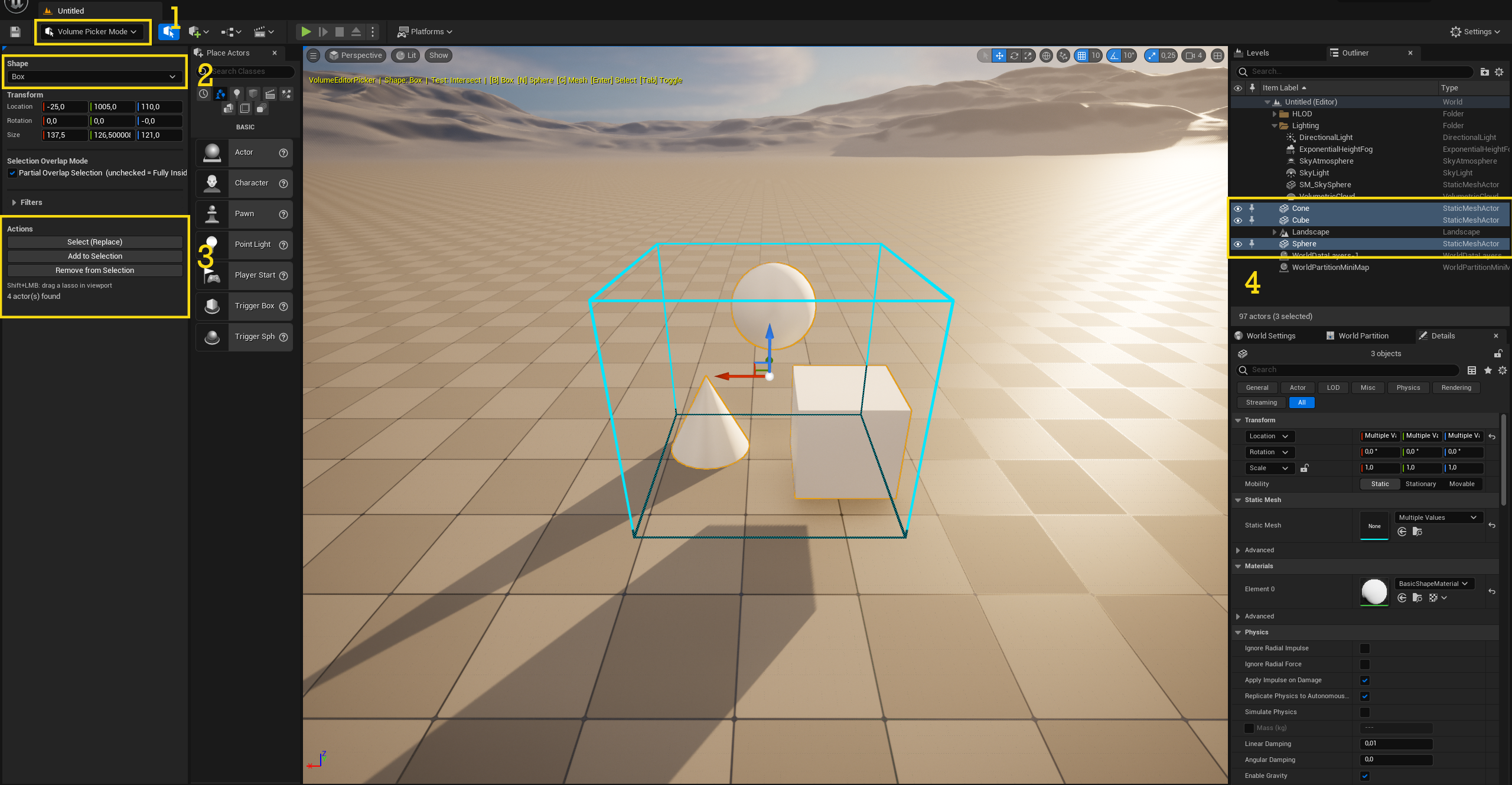 Actors highlighted after selection