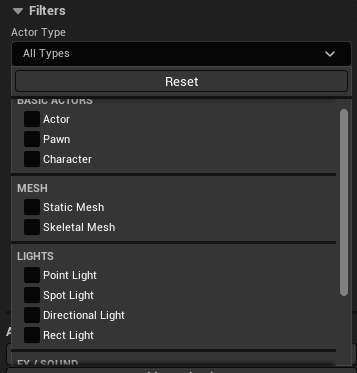 Filter panel - class picker